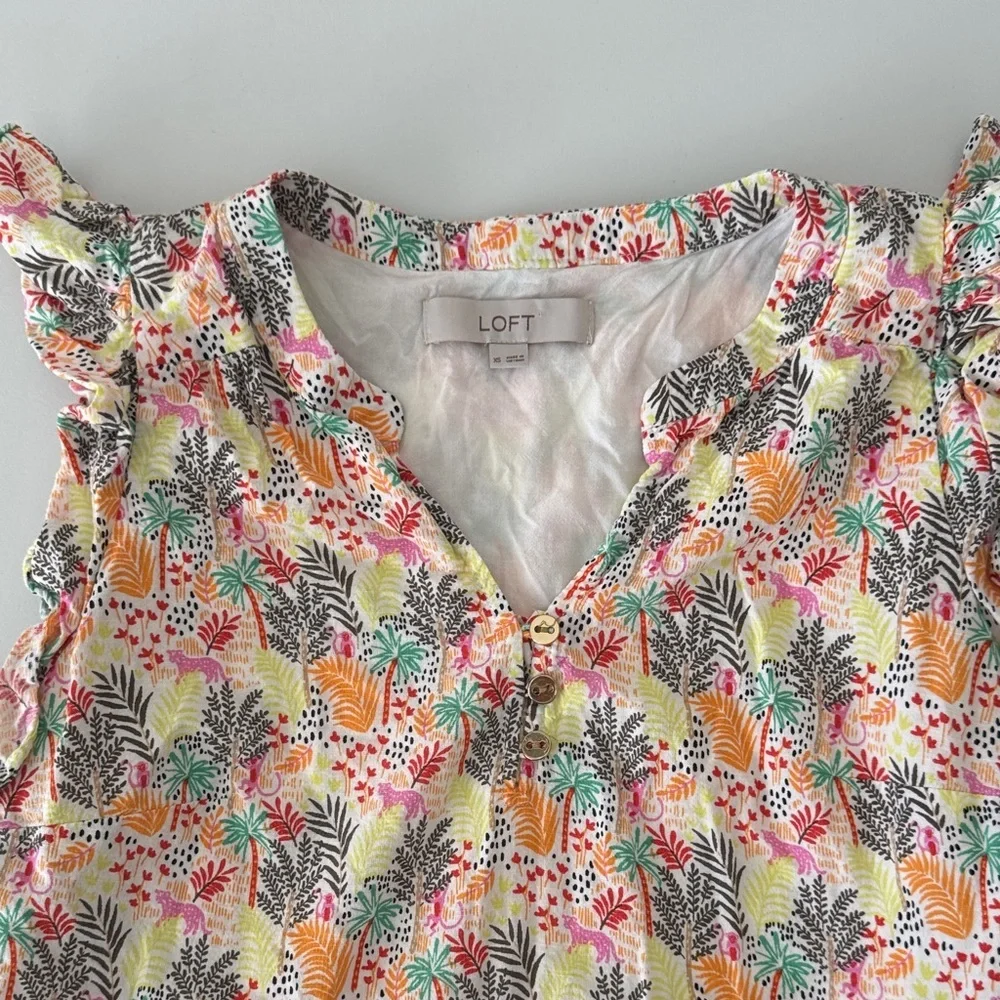 LOFT Multicolor Floral Ruffle Dress - Picture 9 of 9